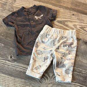 Carter's Gray Baby Outfit with Animal Print NWOT